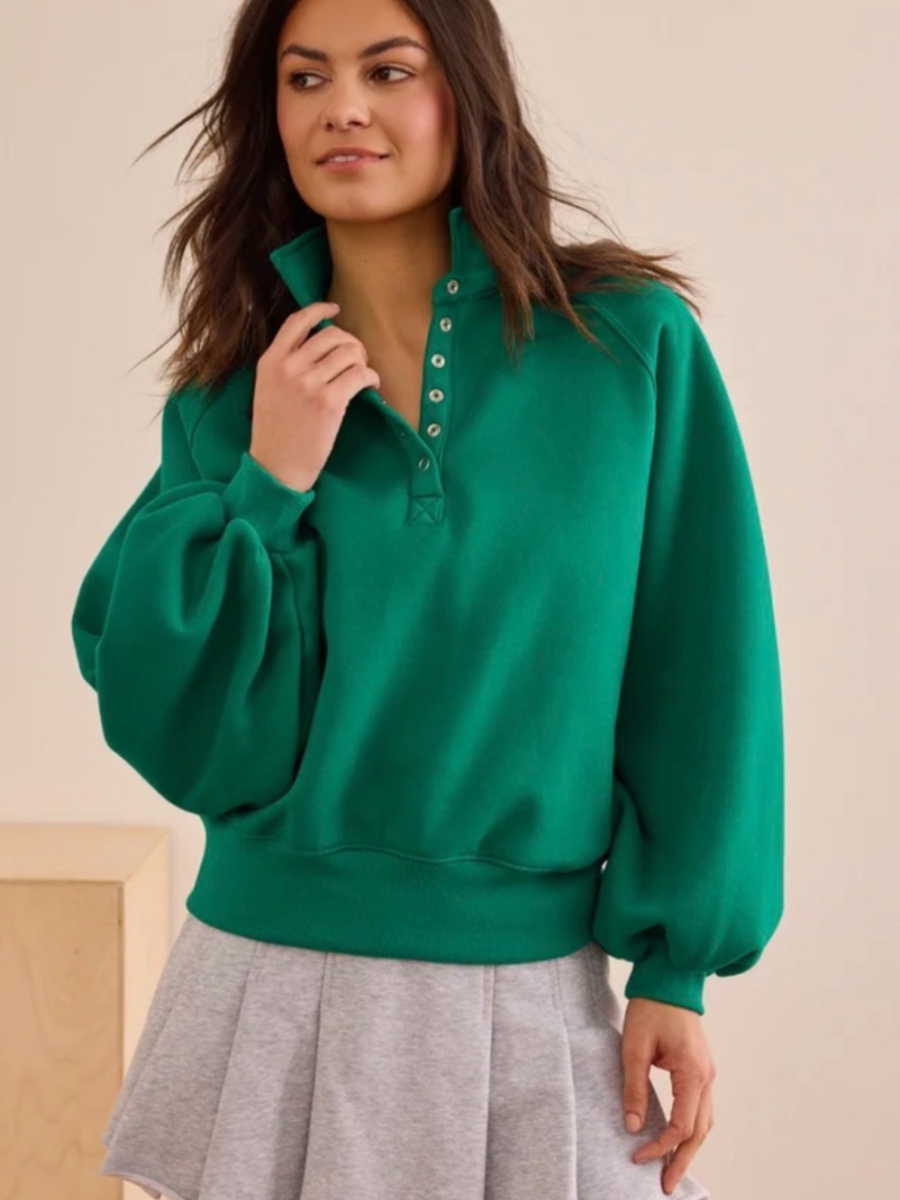 Women's Emerald Snap-Placket Pullover Sweatshirt